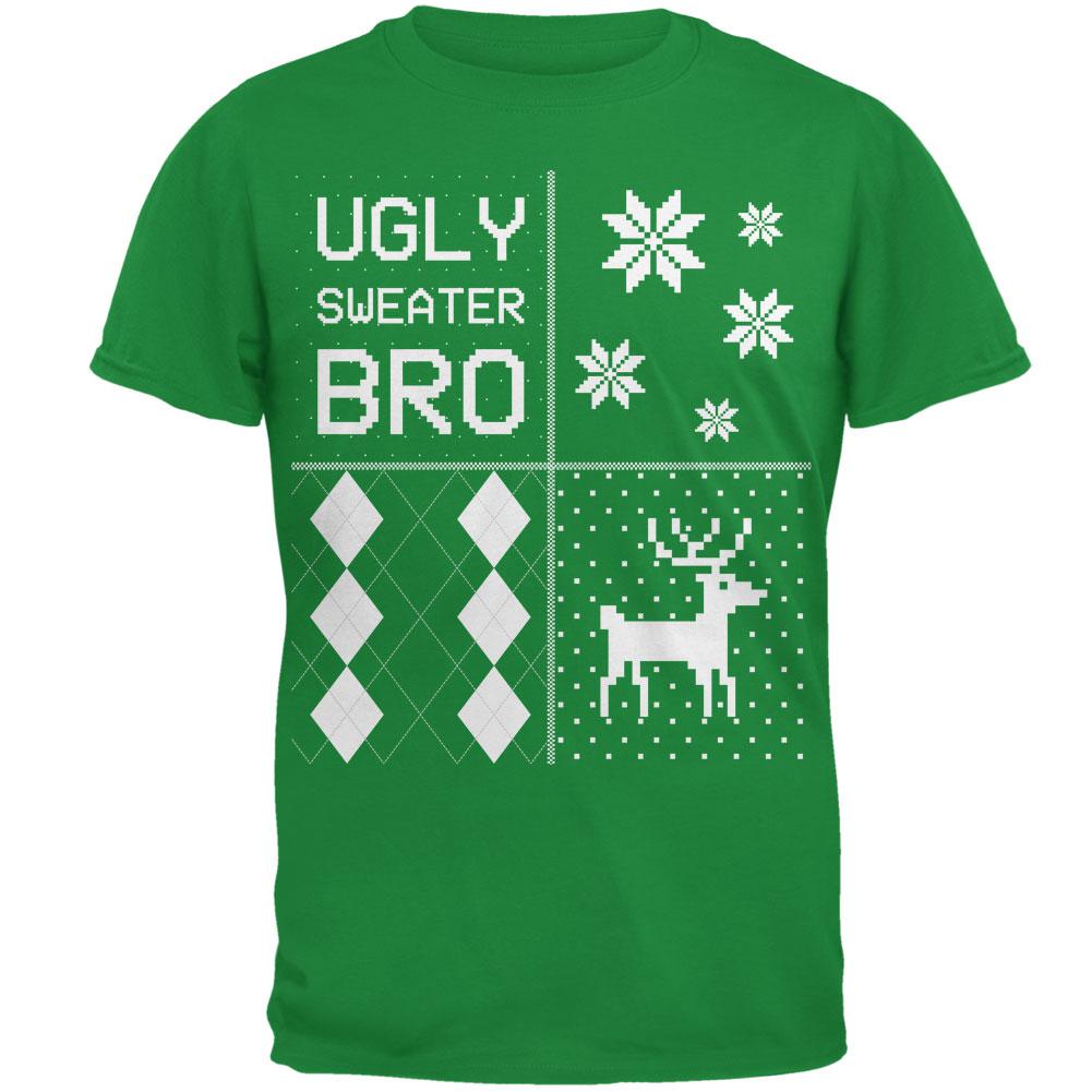 Ugly Sweater Bro XMAS Sweater Festive Blocks Irish Green Adult T-Shirt Men's T-Shirts Old Glory 2XL Green