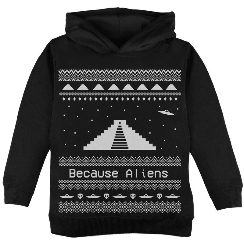 Pyramid Aliens Ugly Christmas Sweater Red Toddler Hoodie Toddler Hoodies Old Glory 2T Black