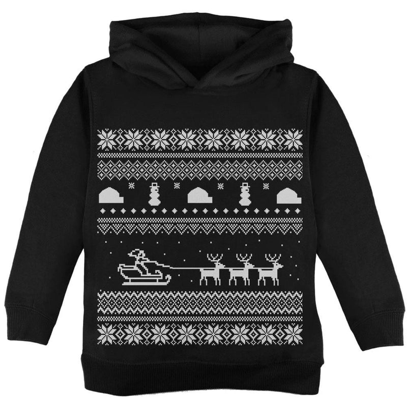 Santa Sleigh Ugly Christmas Sweater Red Toddler Hoodie Toddler Hoodies Old Glory