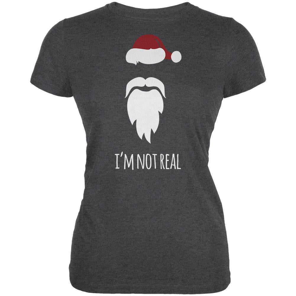 Santa I'm Not Real Dark Heather Juniors Soft T-Shirt Juniors T-Shirts Old Glory 2XL Grey