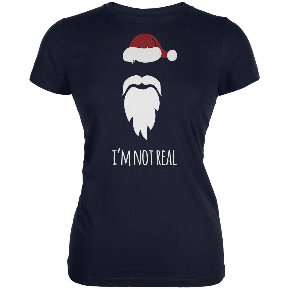 Santa I'm Not Real Navy Juniors Soft T-Shirt Juniors T-Shirts Old Glory 2XL Blue