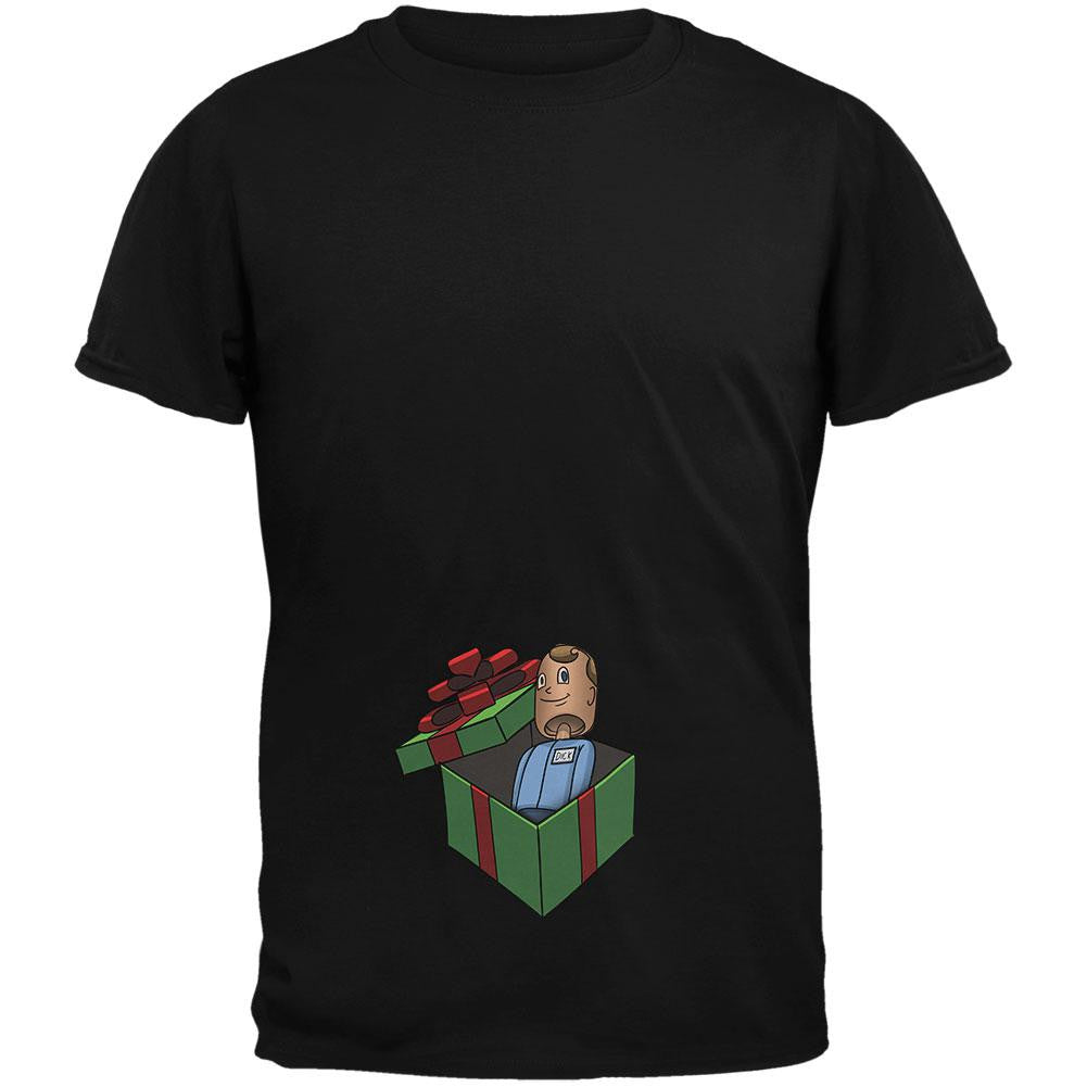 Dick in A Box Christmas Gift Black Adult T-Shirt Men's T-Shirts Old Glory 2XL Black
