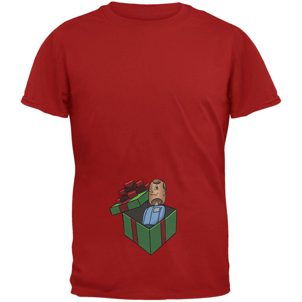 Dick in A Box Christmas Gift Cardinal Red Adult T-Shirt Men's T-Shirts Old Glory 2XL Red