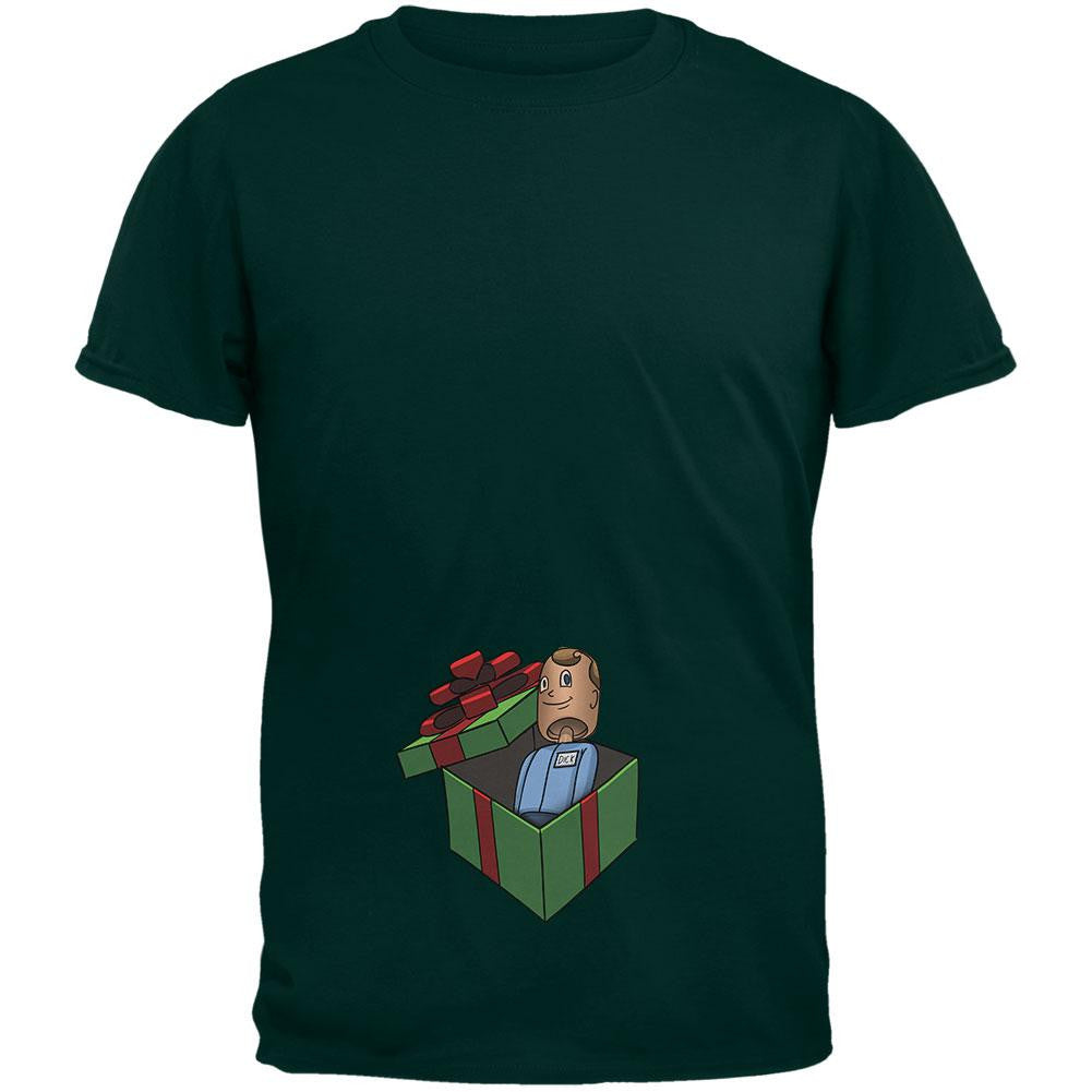 Dick in A Box Christmas Gift Forest Adult T-Shirt Men's T-Shirts Old Glory 2XL Green