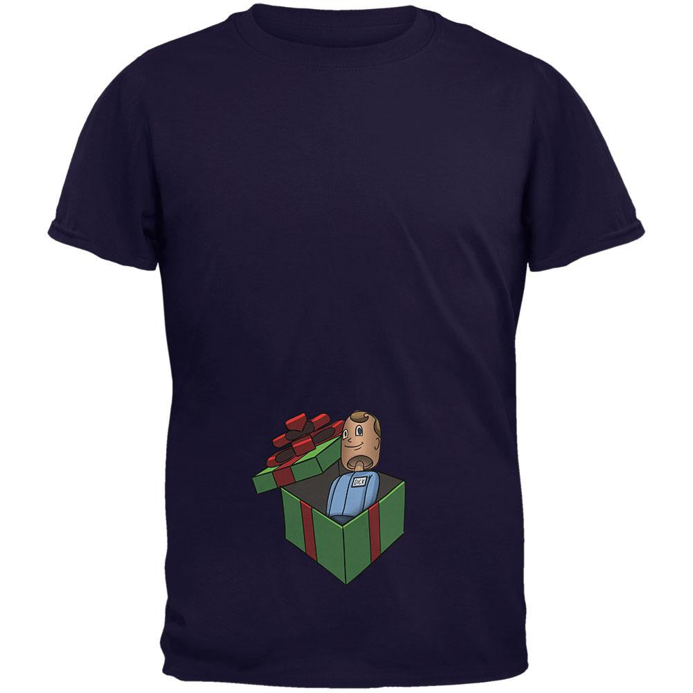 Dick in A Box Christmas Gift Navy Adult T-Shirt Men's T-Shirts Old Glory 2XL Blue