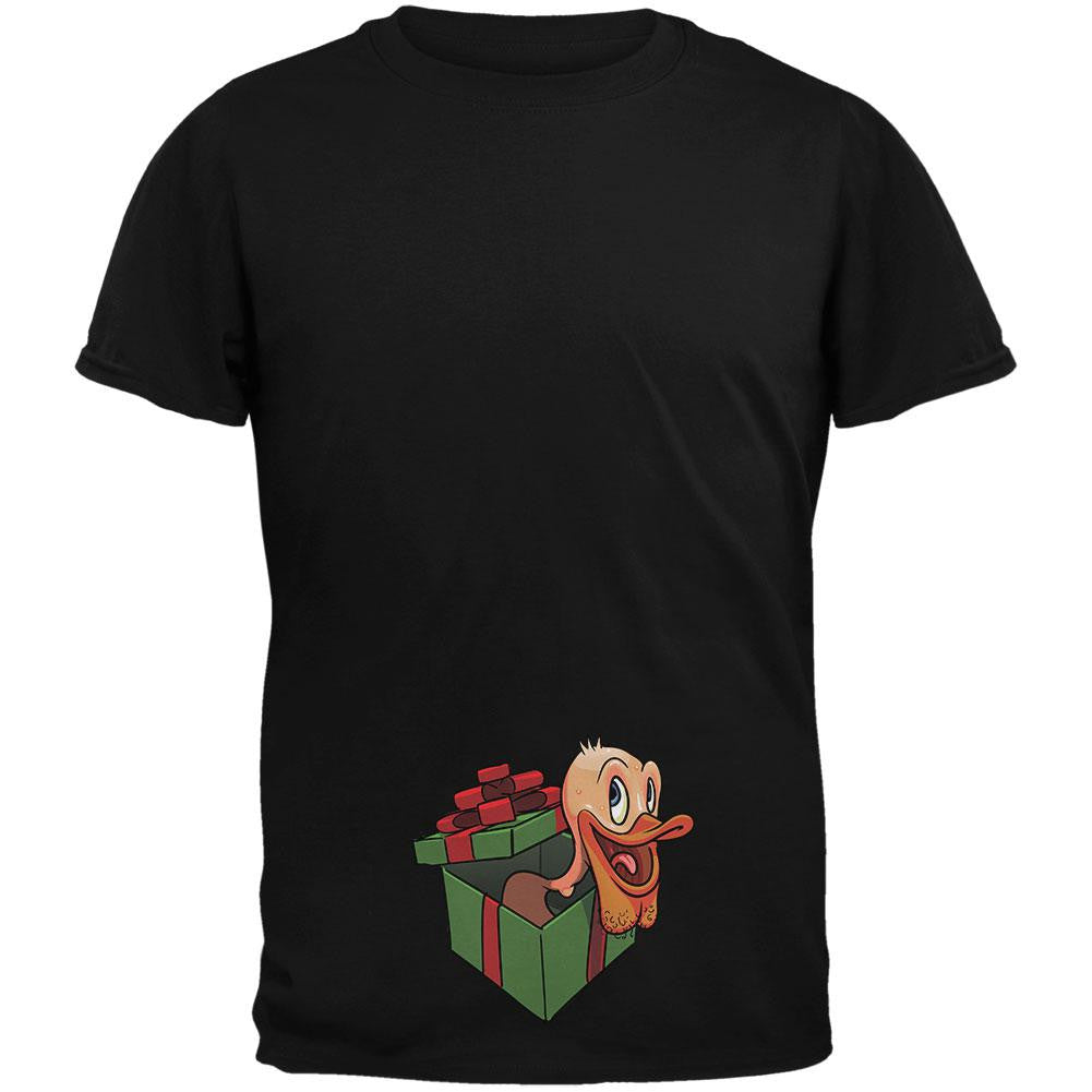 Duck In A Box Christmas Gift Black Adult T-Shirt Men's T-Shirts Old Glory 2XL Black