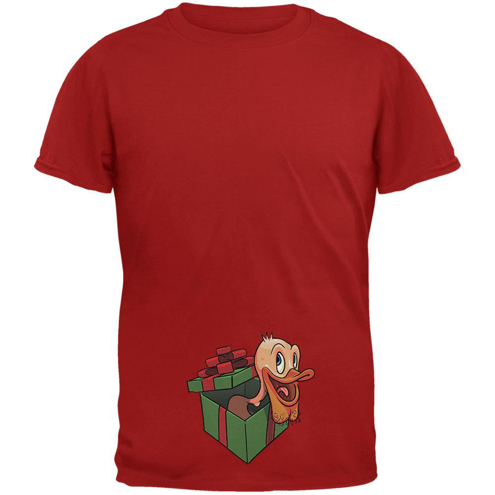 Duck In A Box Christmas Gift Cardinal Red Adult T-Shirt Men's T-Shirts Old Glory 2XL Red