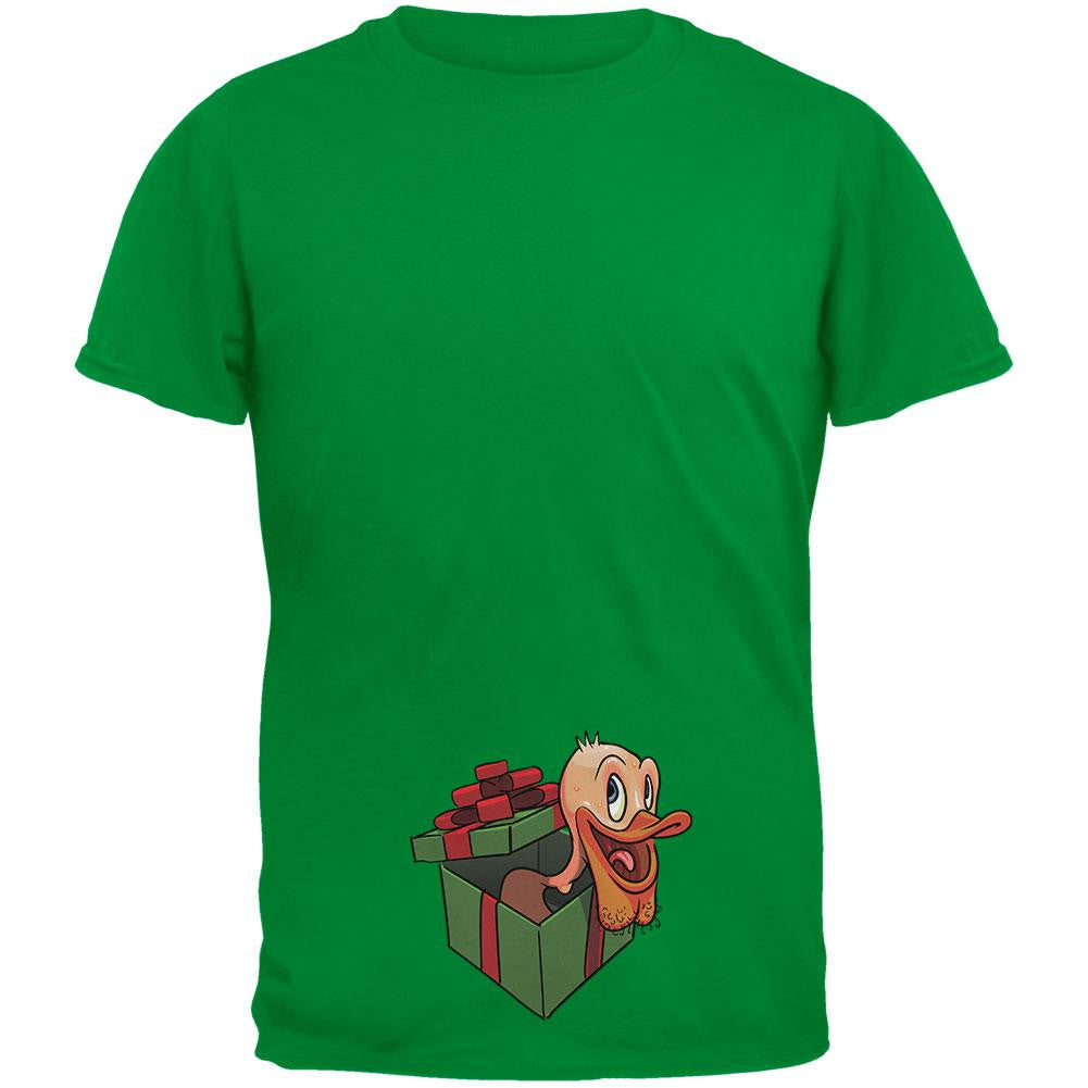 Duck In A Box Christmas Gift Irish Green Adult T-Shirt Men's T-Shirts Old Glory 2XL Green