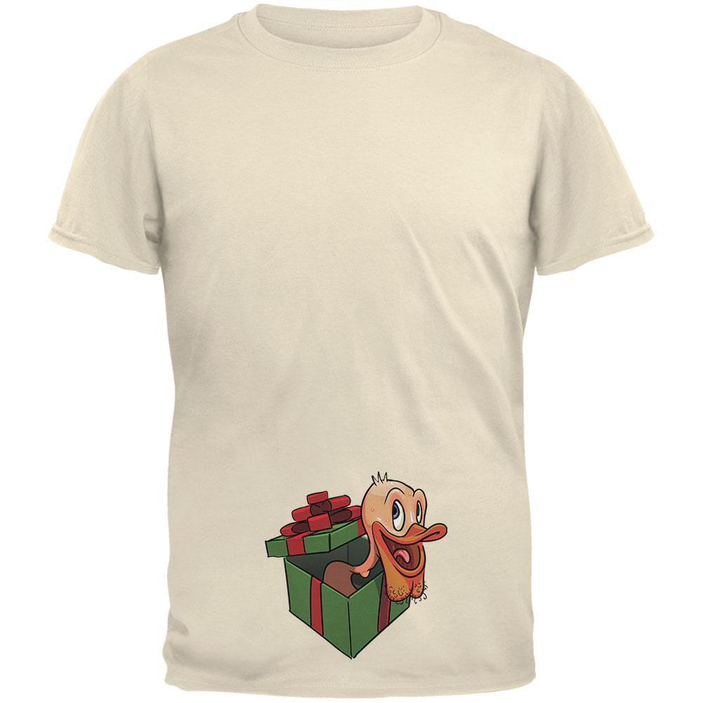 Duck In A Box Christmas Gift Natural Adult T-Shirt Men's T-Shirts Old Glory 2XL Off-White