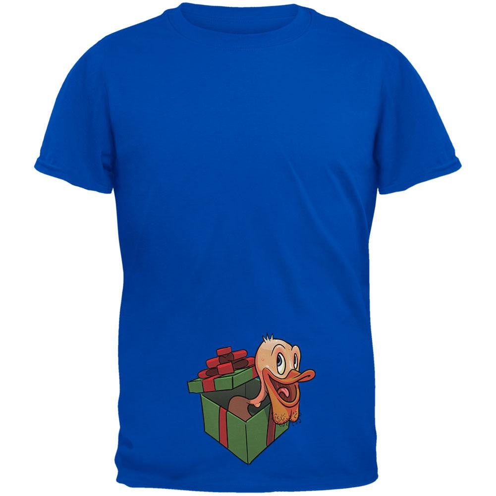 Duck In A Box Christmas Gift Royal Adult T-Shirt Men's T-Shirts Old Glory 2XL Blue