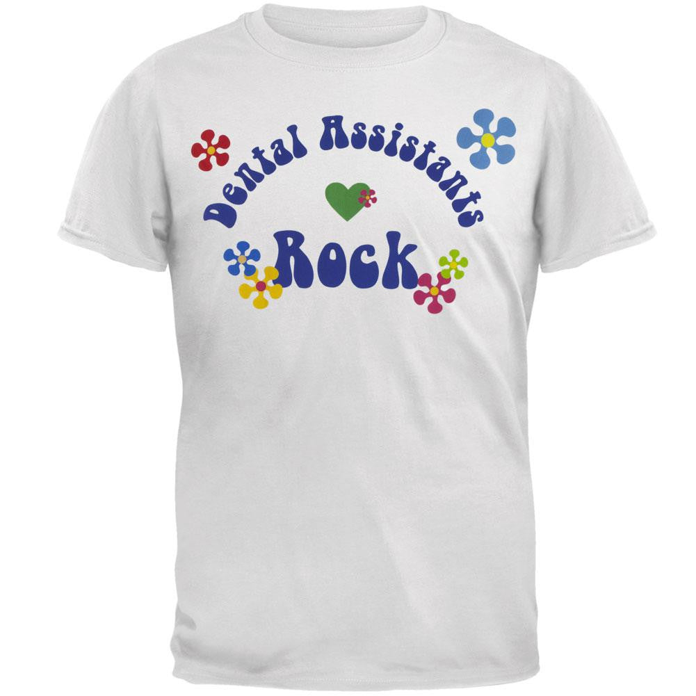 Dental Assistants Rock Hippie Logo Adult T-Shirt Men's T-Shirts Nursing LG Multi