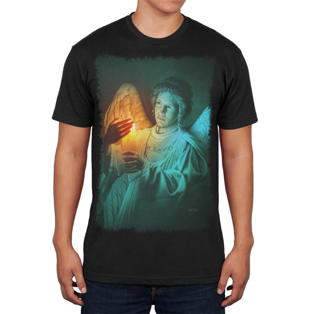 Christmas Angel of Light Black Soft Adult T-Shirt Men's T-Shirts Old Glory 2XL Black
