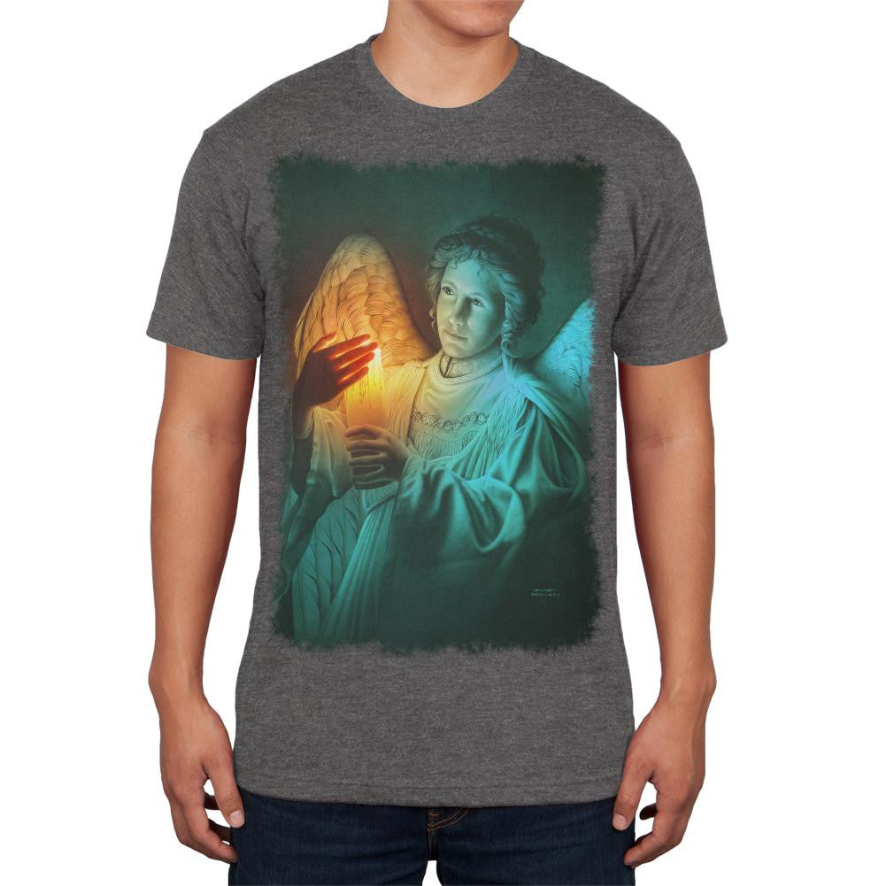Christmas Angel of Light Dark Heather Soft Adult T-Shirt Men's T-Shirts Old Glory 2XL Grey