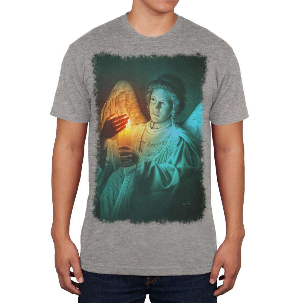 Christmas Angel of Light Heather Grey Soft Adult T-Shirt Men's T-Shirts Old Glory 2XL Grey