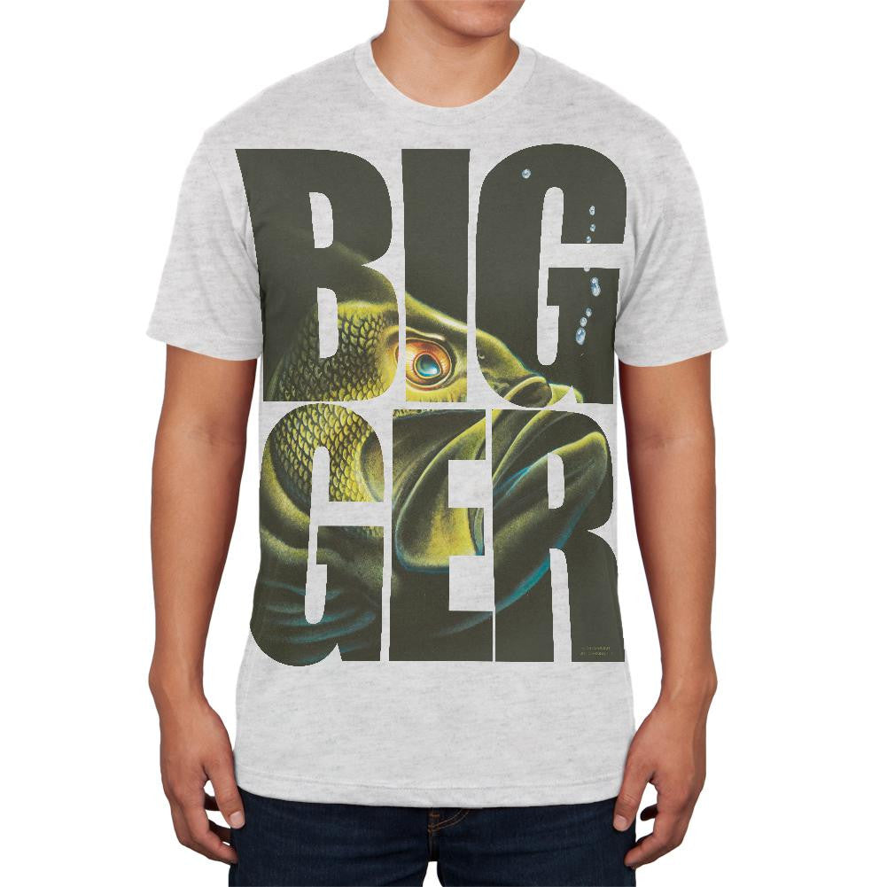 Size Does Matter Bass Basszilla Heather White Adult Soft T-Shirt Men's T-Shirts Old Glory 2XL White