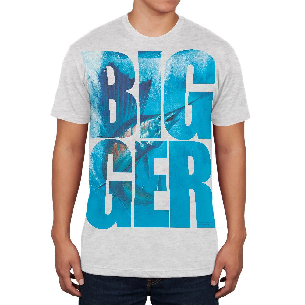 Size Does Matter Sailfish Heather White Adult Soft T-Shirt Men's T-Shirts Old Glory 2XL White