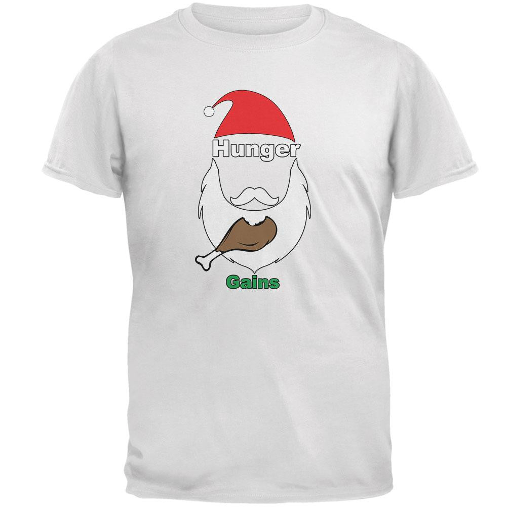 Christmas Hunger Gains Santa White Adult T-Shirt Men's T-Shirts Old Glory 2XL White