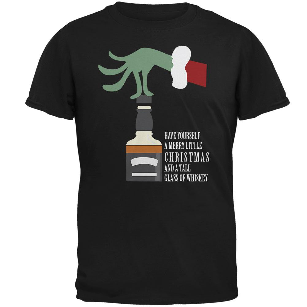 Christmas Merry Little Whiskey Black Adult T-Shirt Men's T-Shirts Old Glory 2XL Black