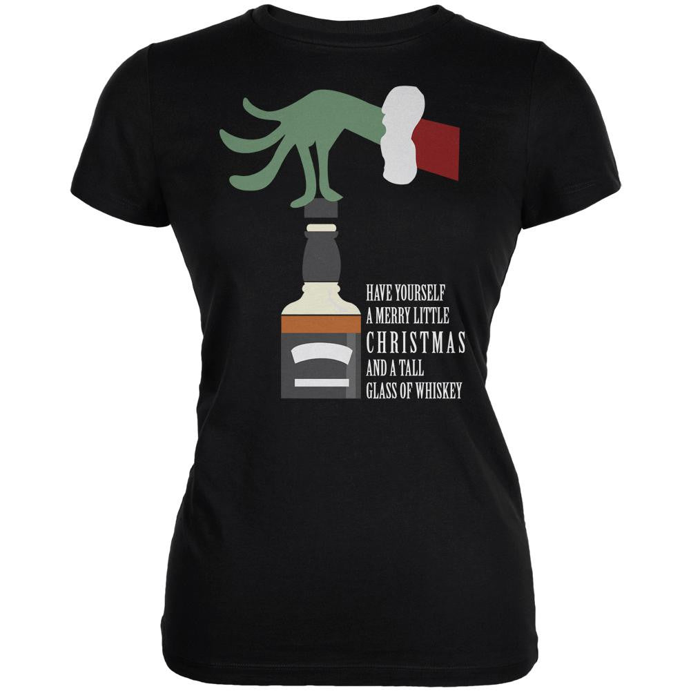 Christmas Merry Little Whiskey Black Juniors Soft T-Shirt Juniors T-Shirts Old Glory 2XL Black