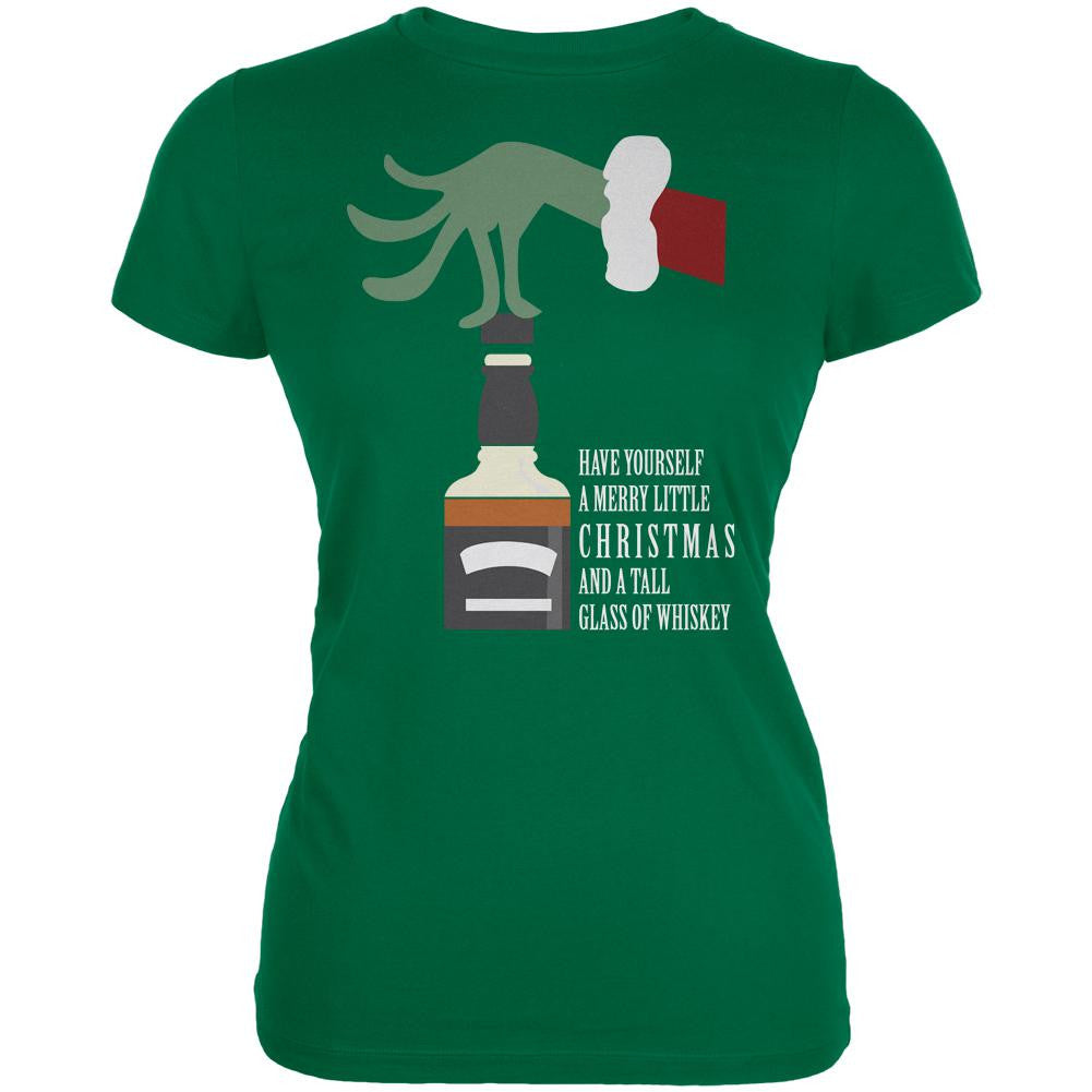 Christmas Merry Little Whiskey Kelly Green Juniors Soft T-Shirt Juniors T-Shirts Old Glory 2XL Green