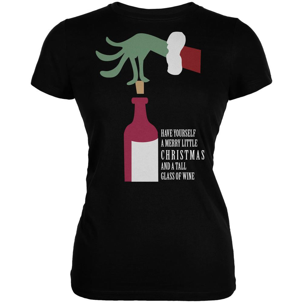 Christmas Merry Little Wine Black Juniors Soft T-Shirt Juniors T-Shirts Old Glory 2XL Black