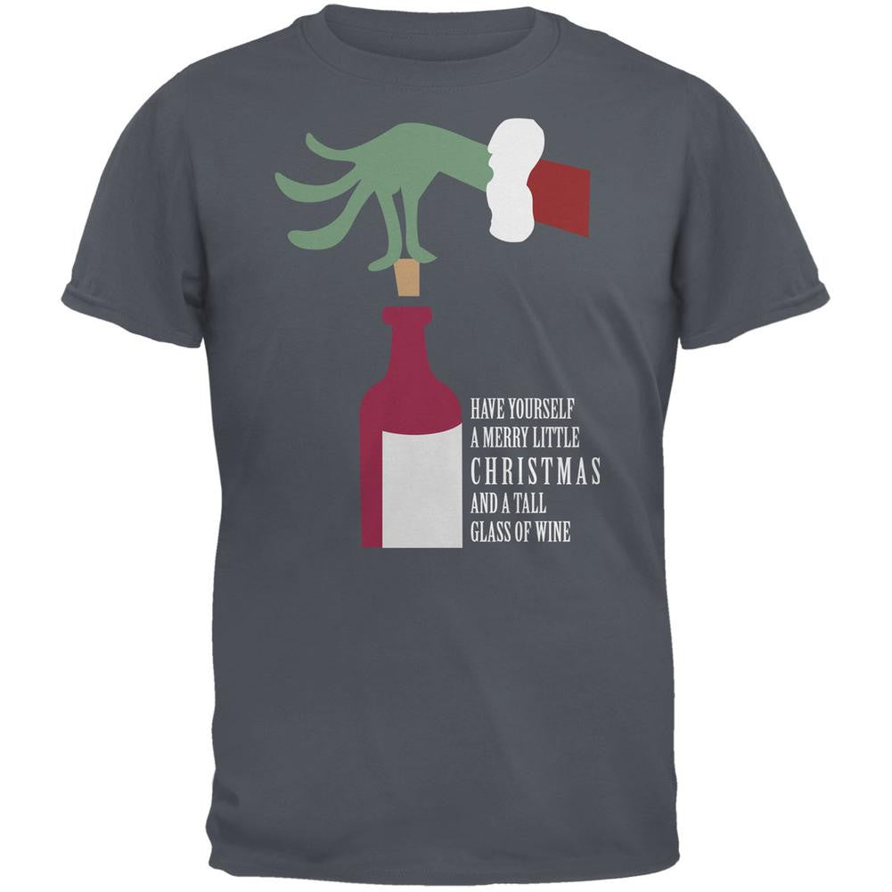 Christmas Merry Little Wine Gravel Grey Adult T-Shirt Men's T-Shirts Old Glory 2XL Grey