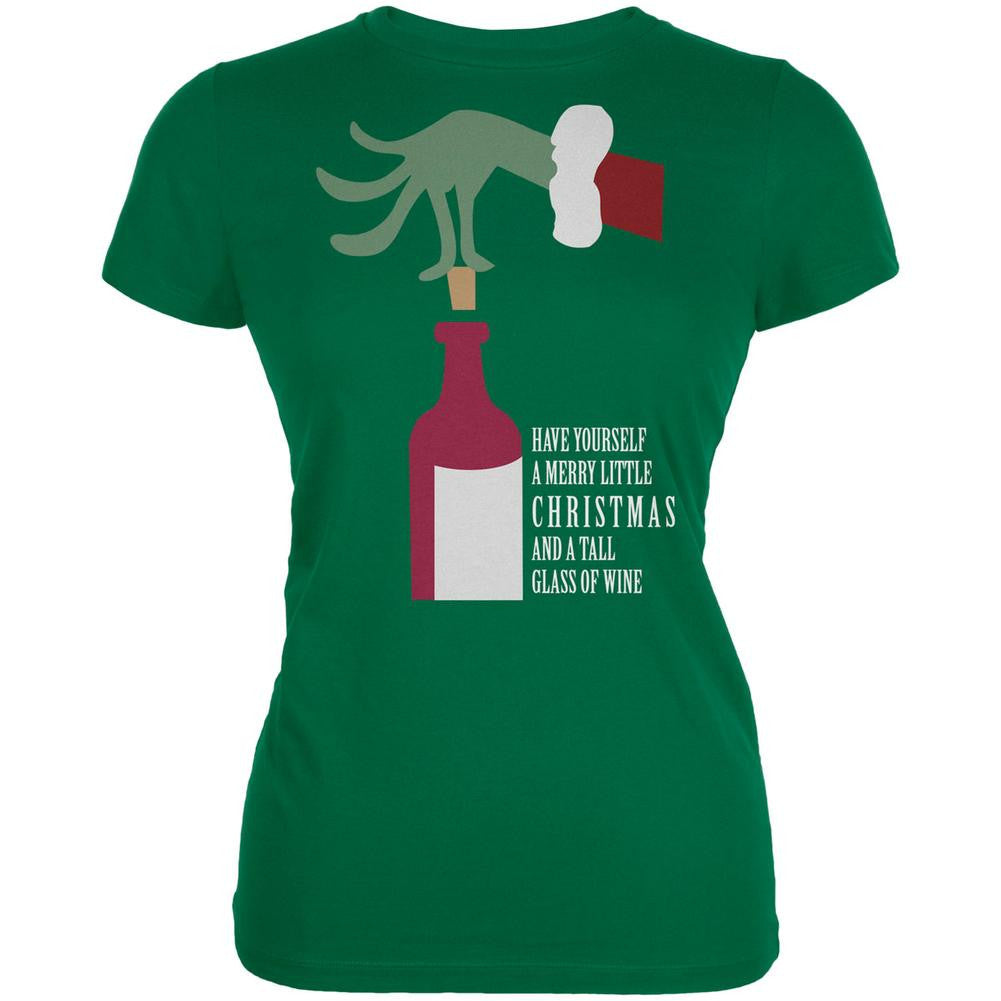 Christmas Merry Little Wine Kelly Green Juniors Soft T-Shirt Juniors T-Shirts Old Glory 2XL Green