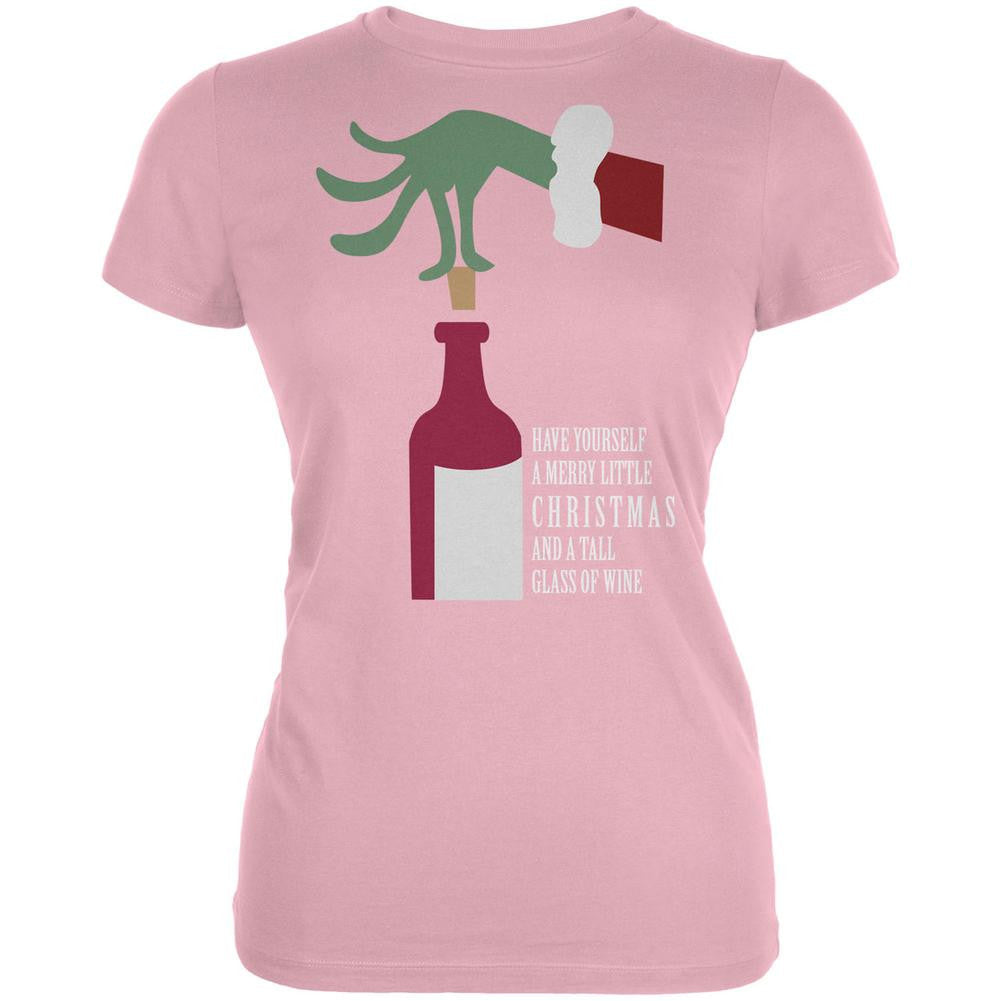 Christmas Merry Little Wine Pink Juniors Soft T-Shirt Juniors T-Shirts Old Glory 2XL Pink