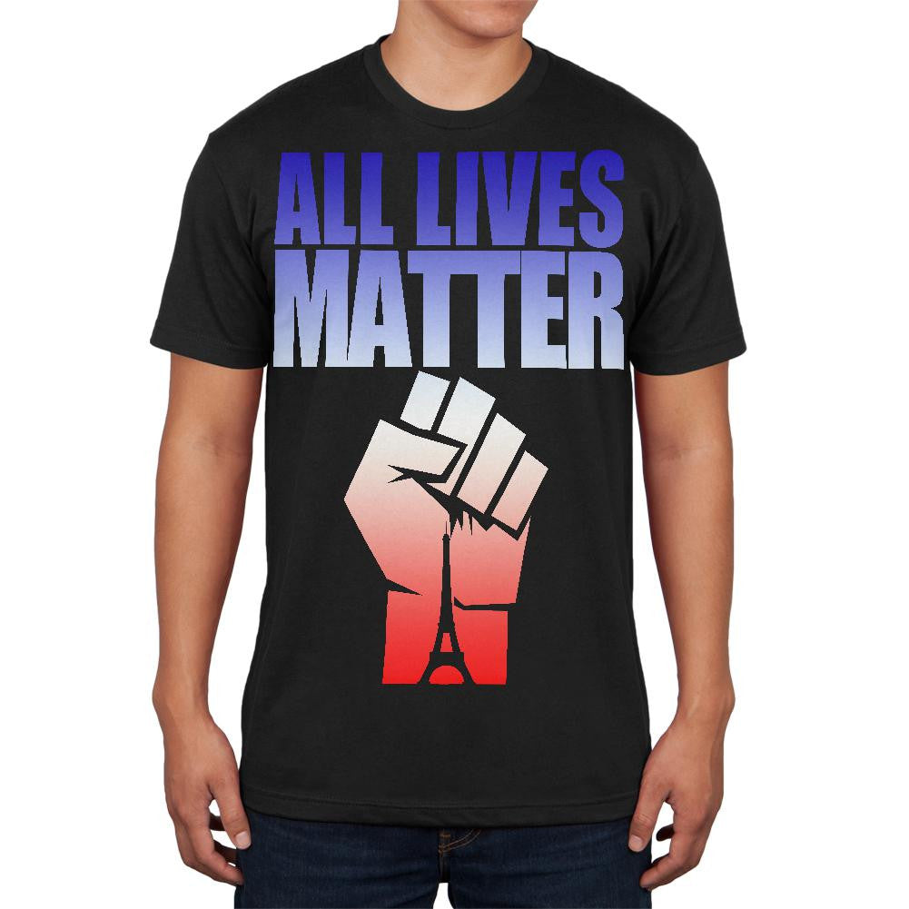 All Lives Matter Paris Raised Fist Black Adult Soft T-Shirt Men's T-Shirts Old Glory SM Black