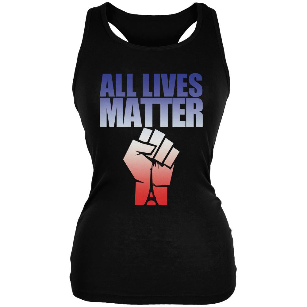 All Lives Matter Paris Raised Fist Black Juniors Soft Tank Top Juniors Tank Tops Old Glory SM Black