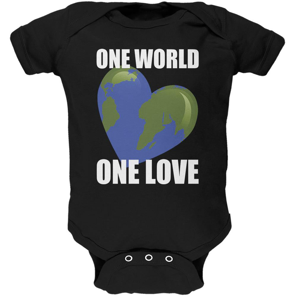 One World One Love Black Soft Baby One Piece Baby One Piece Old Glory 0-3M Black
