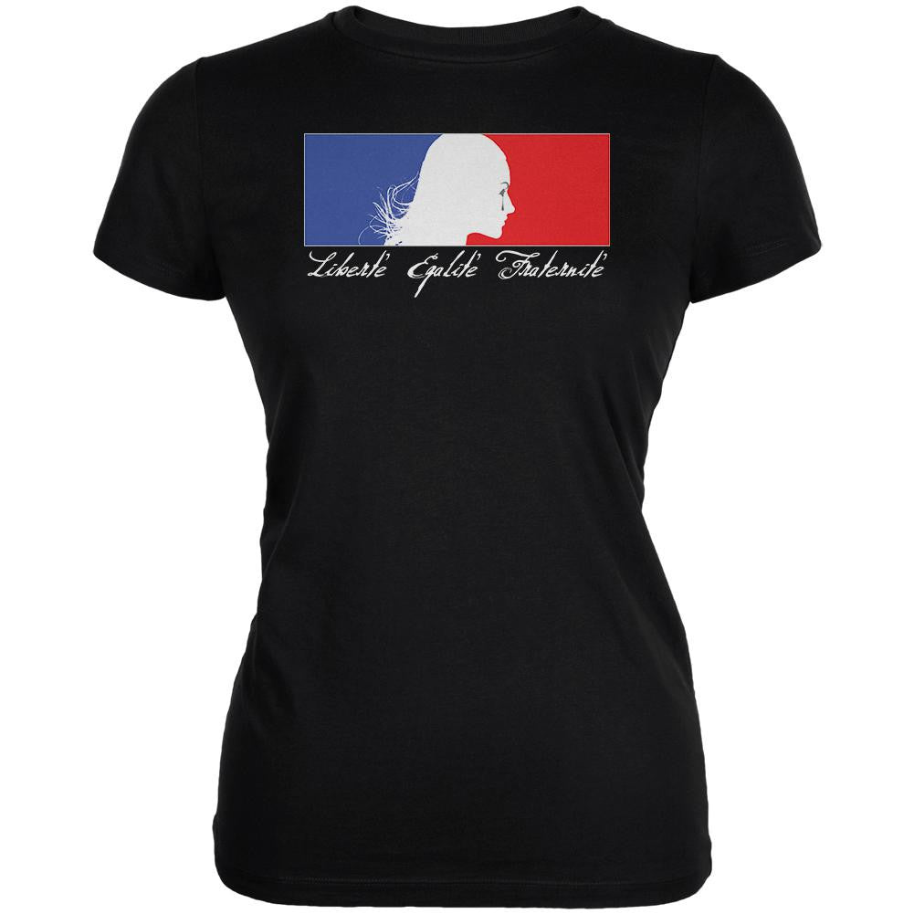 Liberte Egalite Fraternite France Black Juniors Soft T-Shirt Juniors T-Shirts Old Glory 2XL Black
