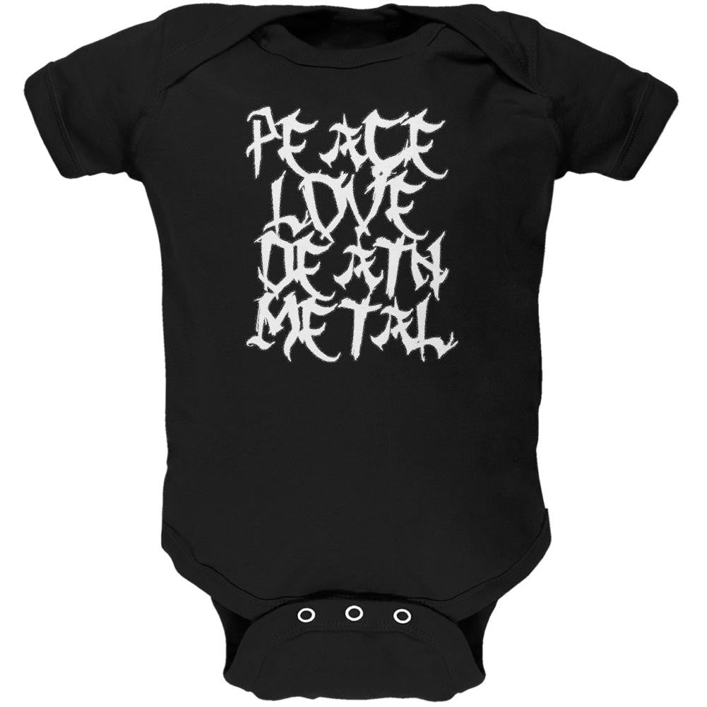 Peace Love Death Metal Black Soft Baby One Piece Baby One Piece Old Glory 0-3M Black