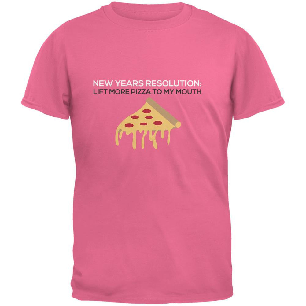 New Years Resolution Pizza Pink Adult T-Shirt Men's T-Shirts Old Glory 2XL Pink