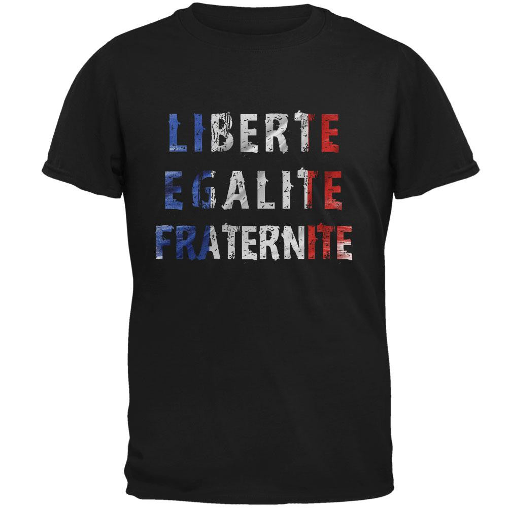 France Liberte Black Adult T-Shirt Men's T-Shirts Old Glory 2XL Black