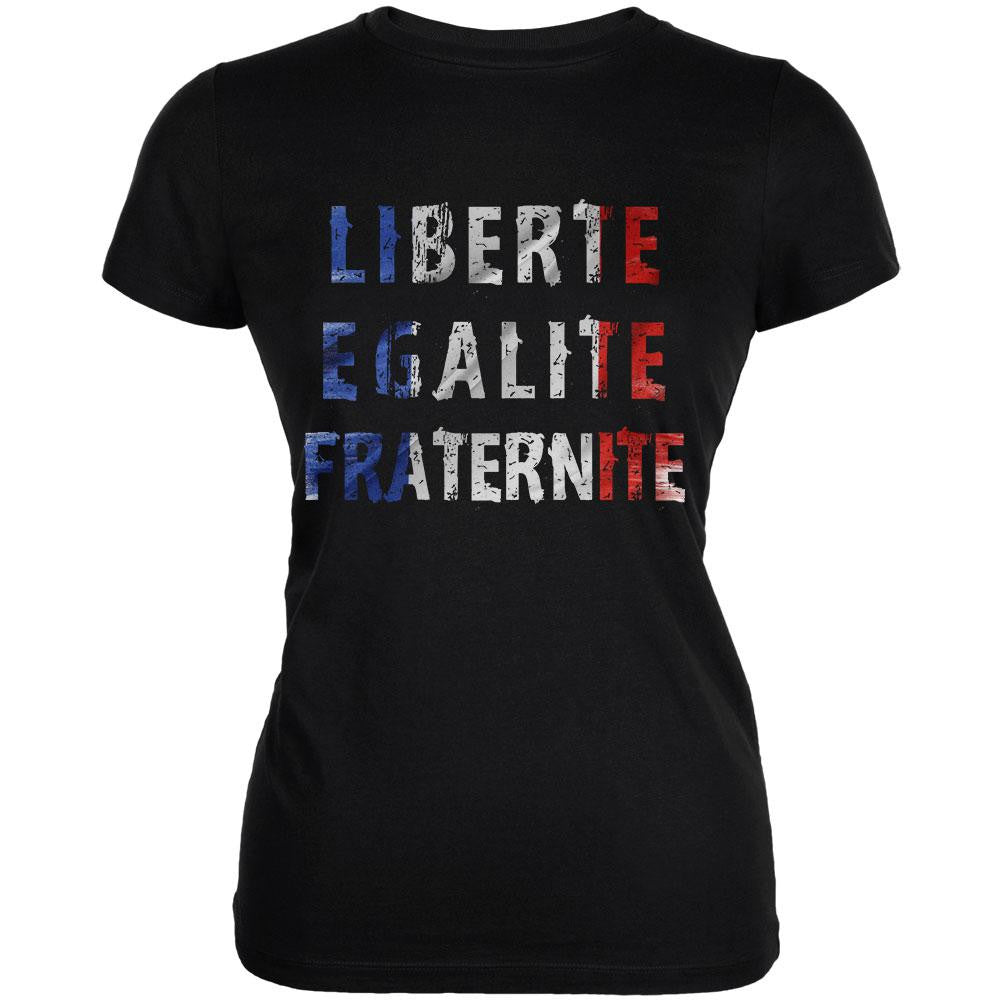France Liberte Black Juniors Soft T-Shirt Juniors T-Shirts Old Glory 2XL Black