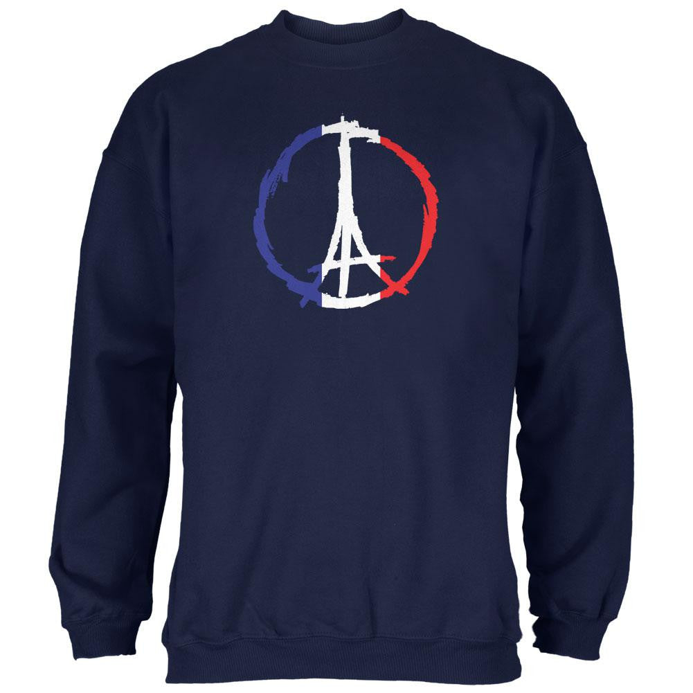 Peace for Paris France Flag Navy Adult Sweatshirt Men's Sweatshirts Old Glory 2XL Blue