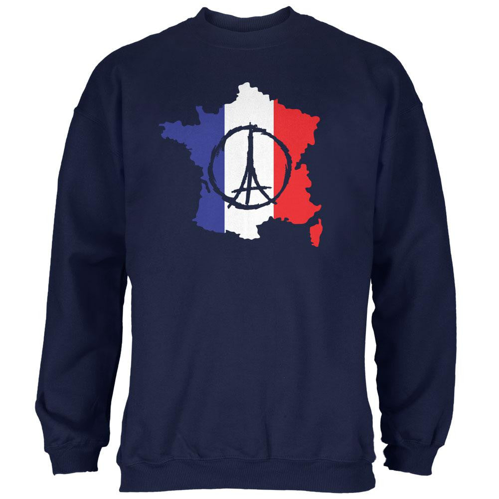 Peace for Paris France Country Navy Adult Sweatshirt Men's Sweatshirts Old Glory 2XL Blue