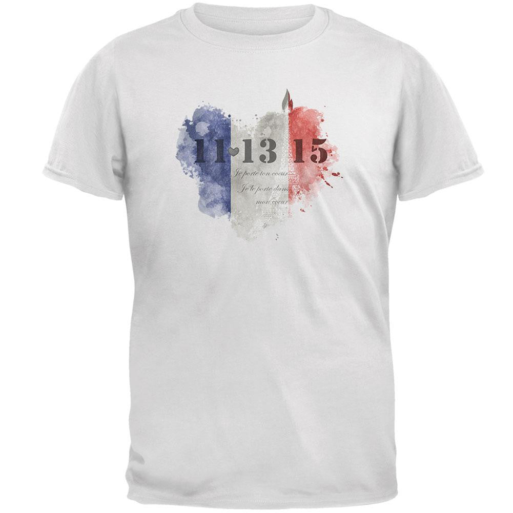 French Light Heart White Adult T-Shirt Men's T-Shirts Old Glory 2XL White