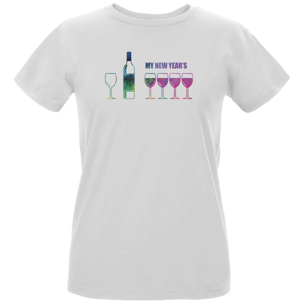 MY NEW YEARS WINE White Womens Organic T-Shirt Women's T-Shirts Old Glory LG White