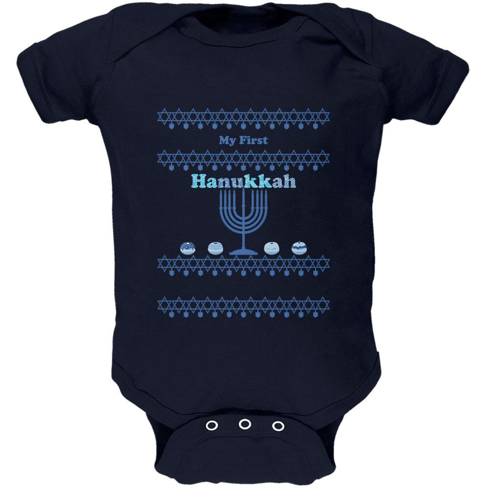My First Hanukkah Navy Soft Baby One Piece Baby One Piece Old Glory 0-3M Blue