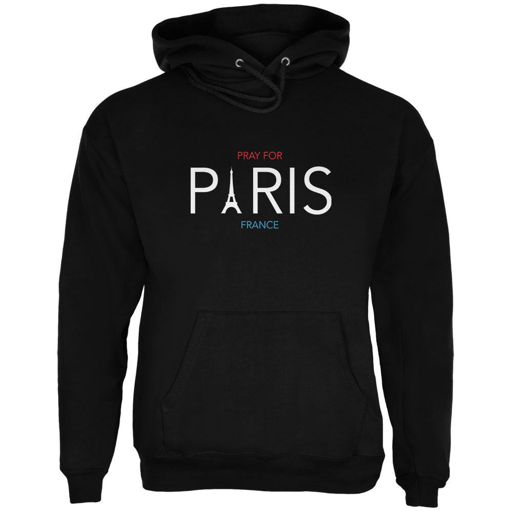 Pray for Paris Eiffel Tower Black Adult Hoodie Men's Hoodies Old Glory 2XL Black