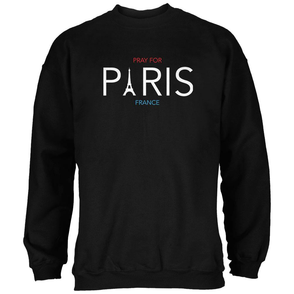 Pray for Paris Eiffel Tower Black Adult Sweatshirt Men's Sweatshirts Old Glory 2XL Black