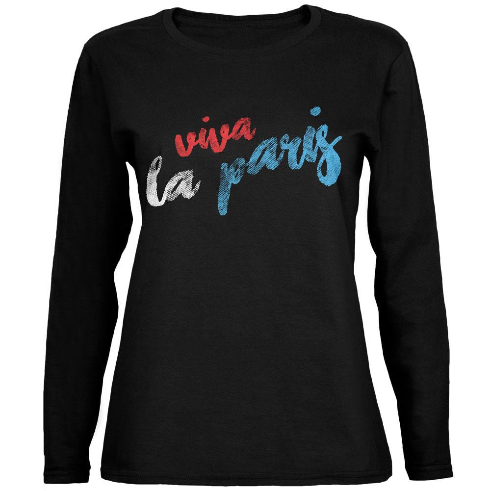 Pray for Paris Vive La Paris Black Womens Long Sleeve T-Shirt Women's Long Sleeves Old Glory 2XL Black