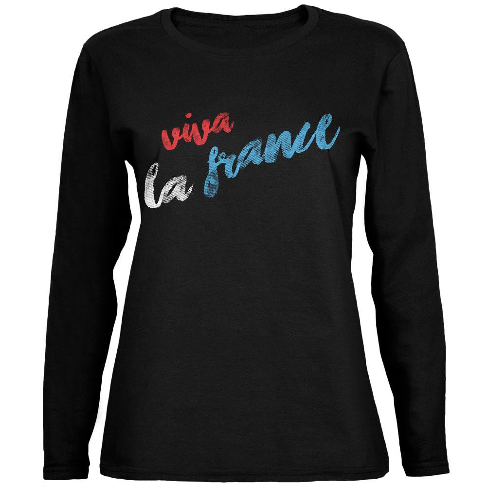 Pray for Paris Vive La France Black Womens Long Sleeve T-Shirt Women's Long Sleeves Old Glory 2XL Black