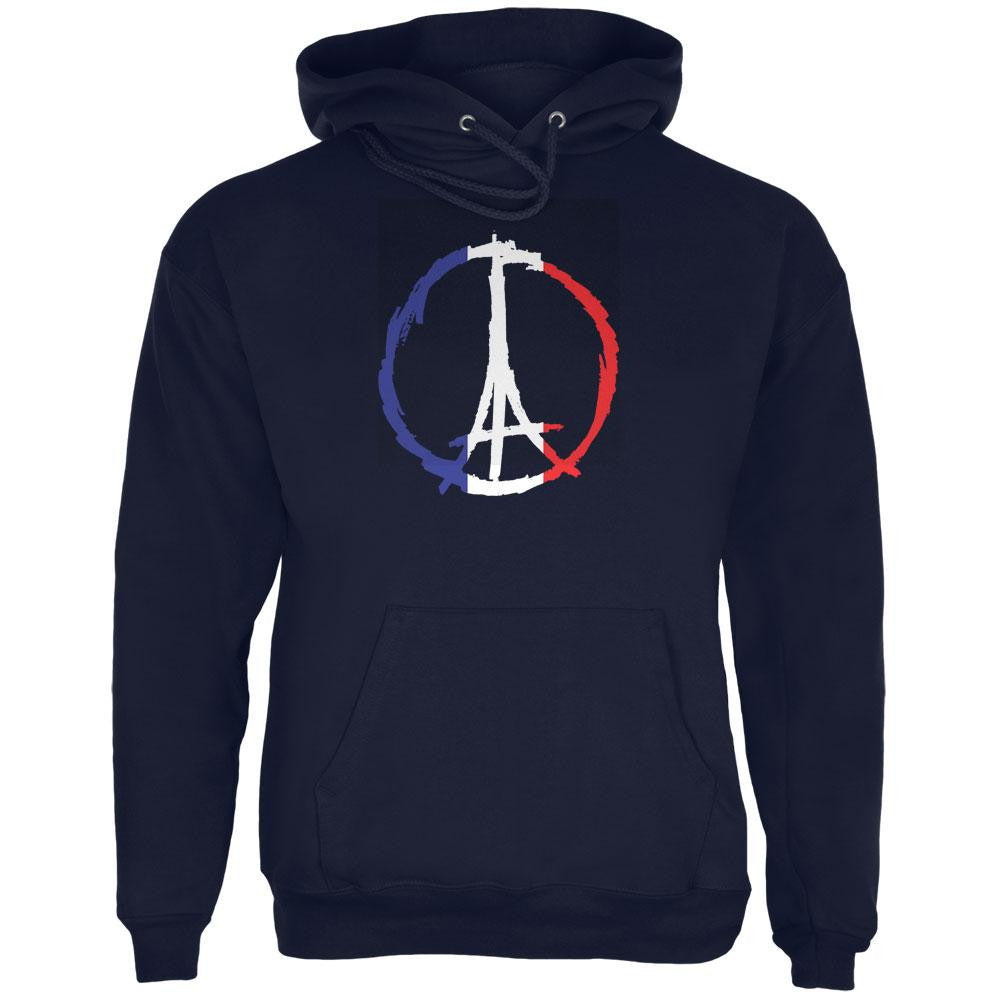 Peace for Paris France Flag Navy Adult Hoodie Men's Hoodies Old Glory 2XL Blue