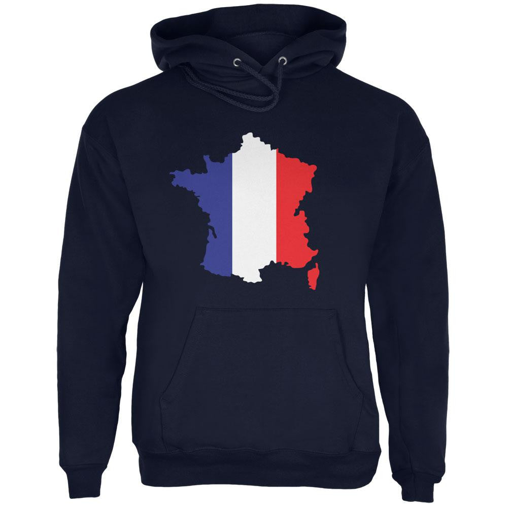 Country Silhouette France Flag Navy Adult Hoodie Men's Hoodies Old Glory 2XL Blue