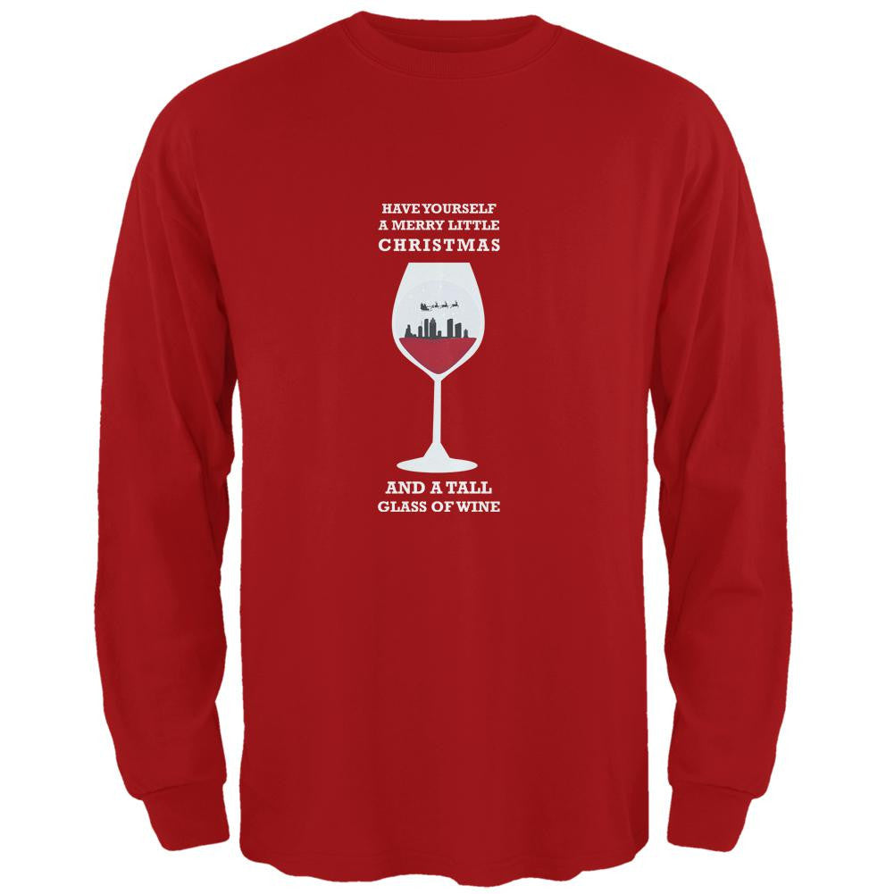 Christmas in a Glass Red Adult Long Sleeve T-Shirt Men's T-Shirts Old Glory 2XL Red