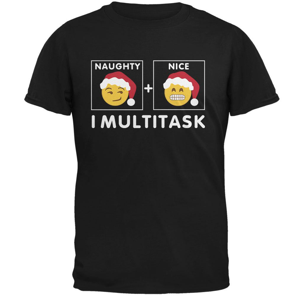 Christmas Naughty and Nice Multitask Black Adult T-Shirt Men's T-Shirts Old Glory 2XL Black