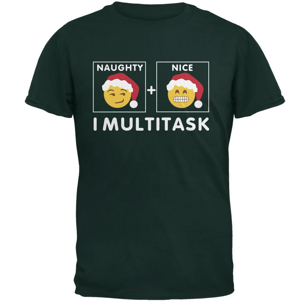Christmas Naughty and Nice Multitask Forest Adult T-Shirt Men's T-Shirts Old Glory 2XL Green